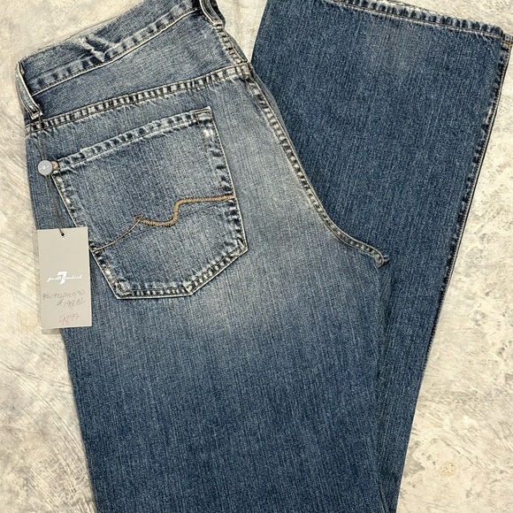 7 For All Mankind Relaxed Fit Blue Jeans - Picture 3 of 5